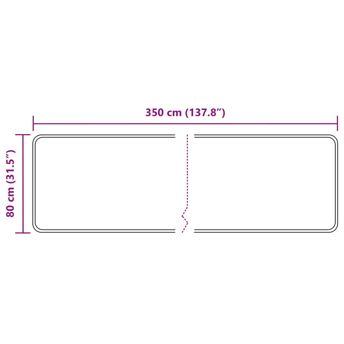Rug Runner MARSA Grey 80 x 350 cm Polyester and PVC