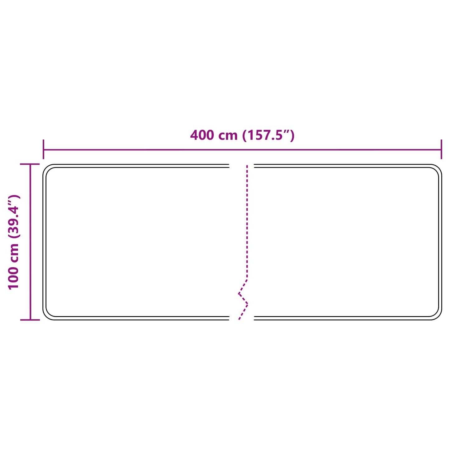 Rug Runner MARSA Grey 100 x 400 cm Polyester and PVC