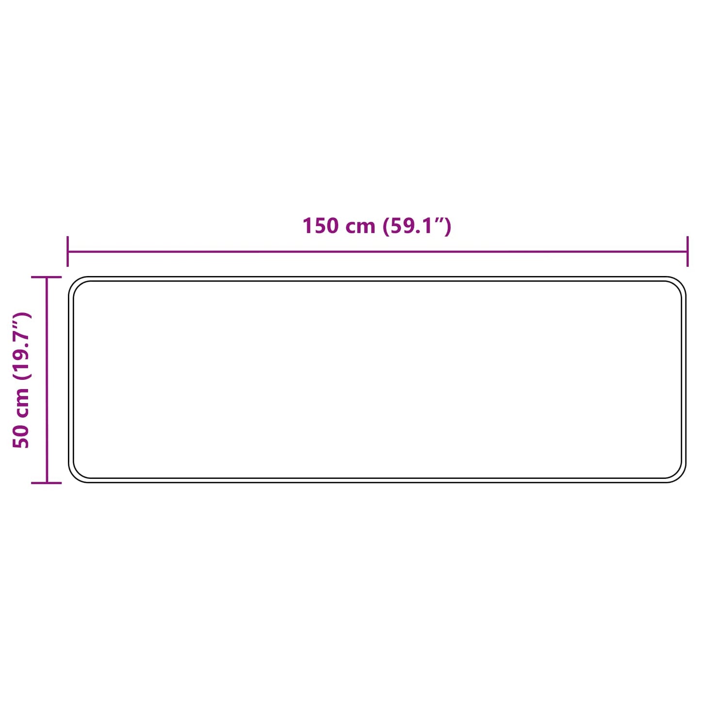 Rug Runner MARSA Black 50 x 150 cm Polyester and PVC
