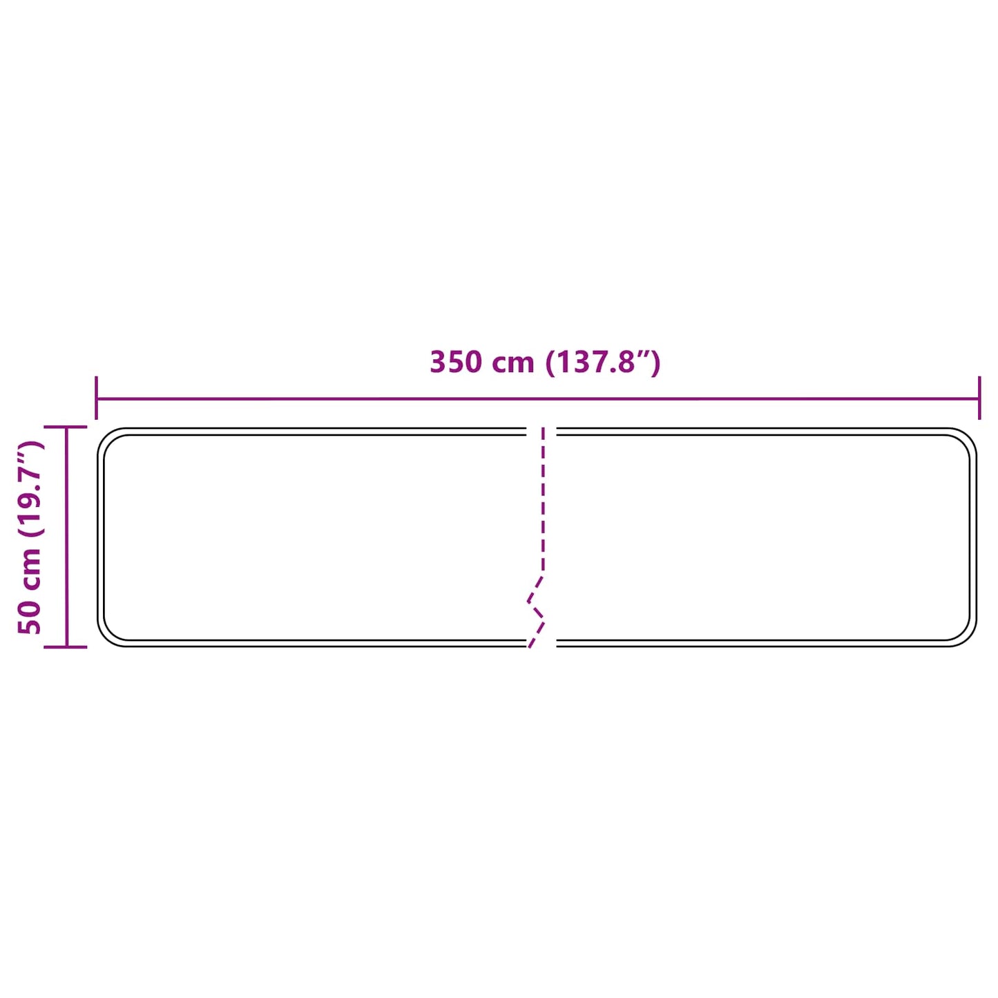 Rug Runner MARSA Black 50 x 350 cm Polyester and PVC