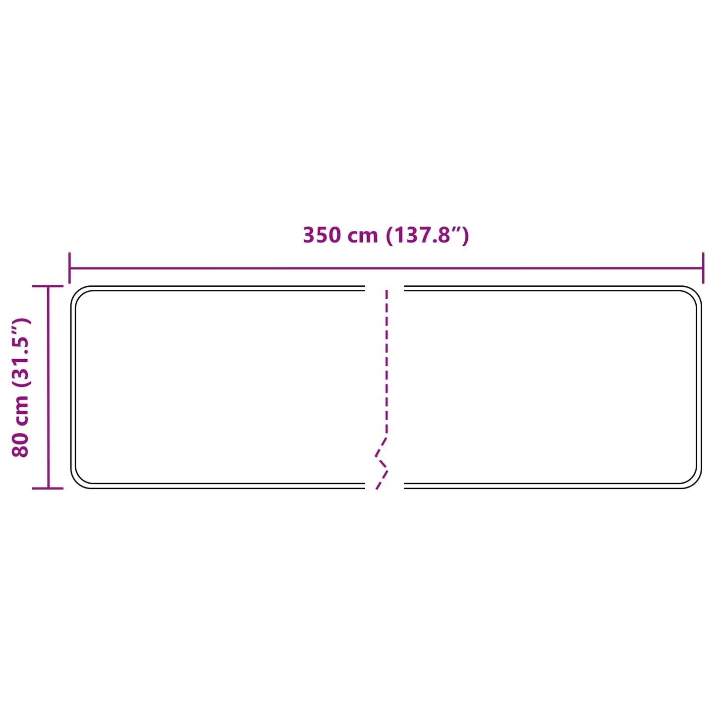 Rug Runner MARSA Black 80 x 350 cm Polyester and PVC