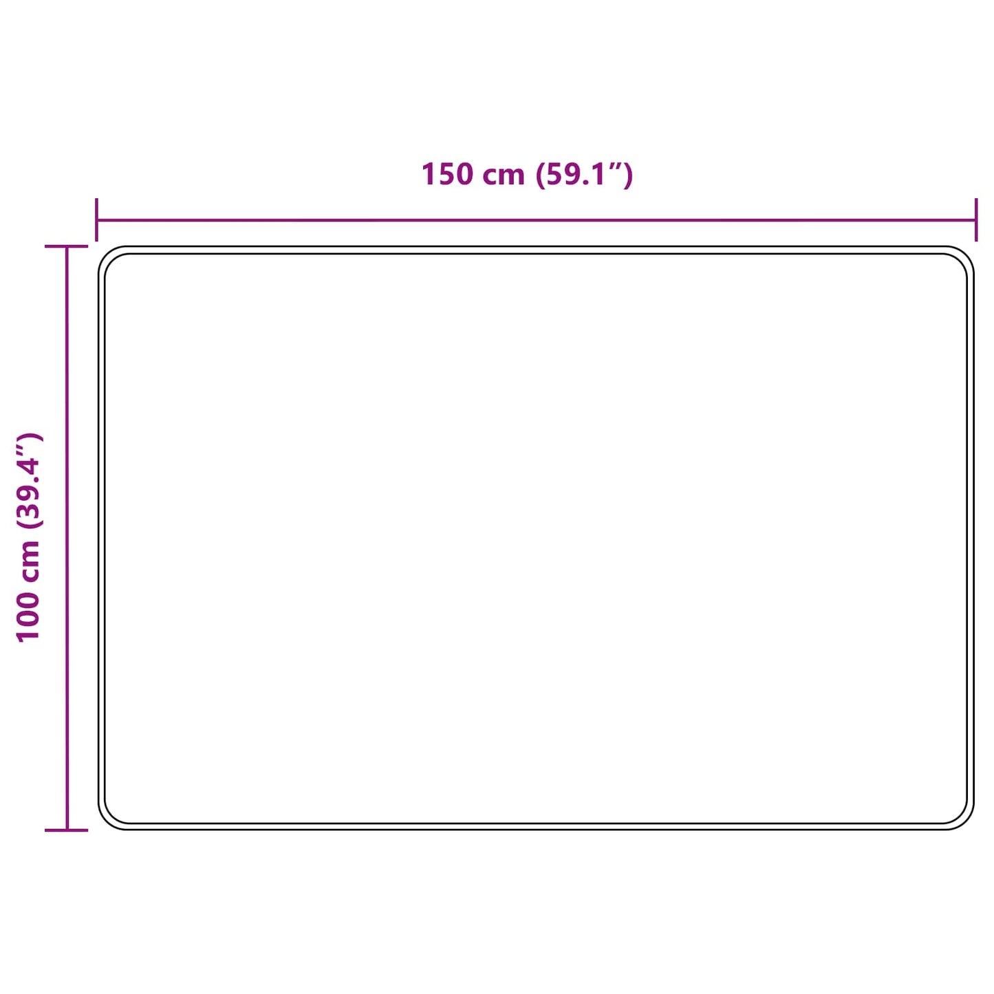 Rug Runner MARSA Black 100 x 150 cm Polyester and PVC