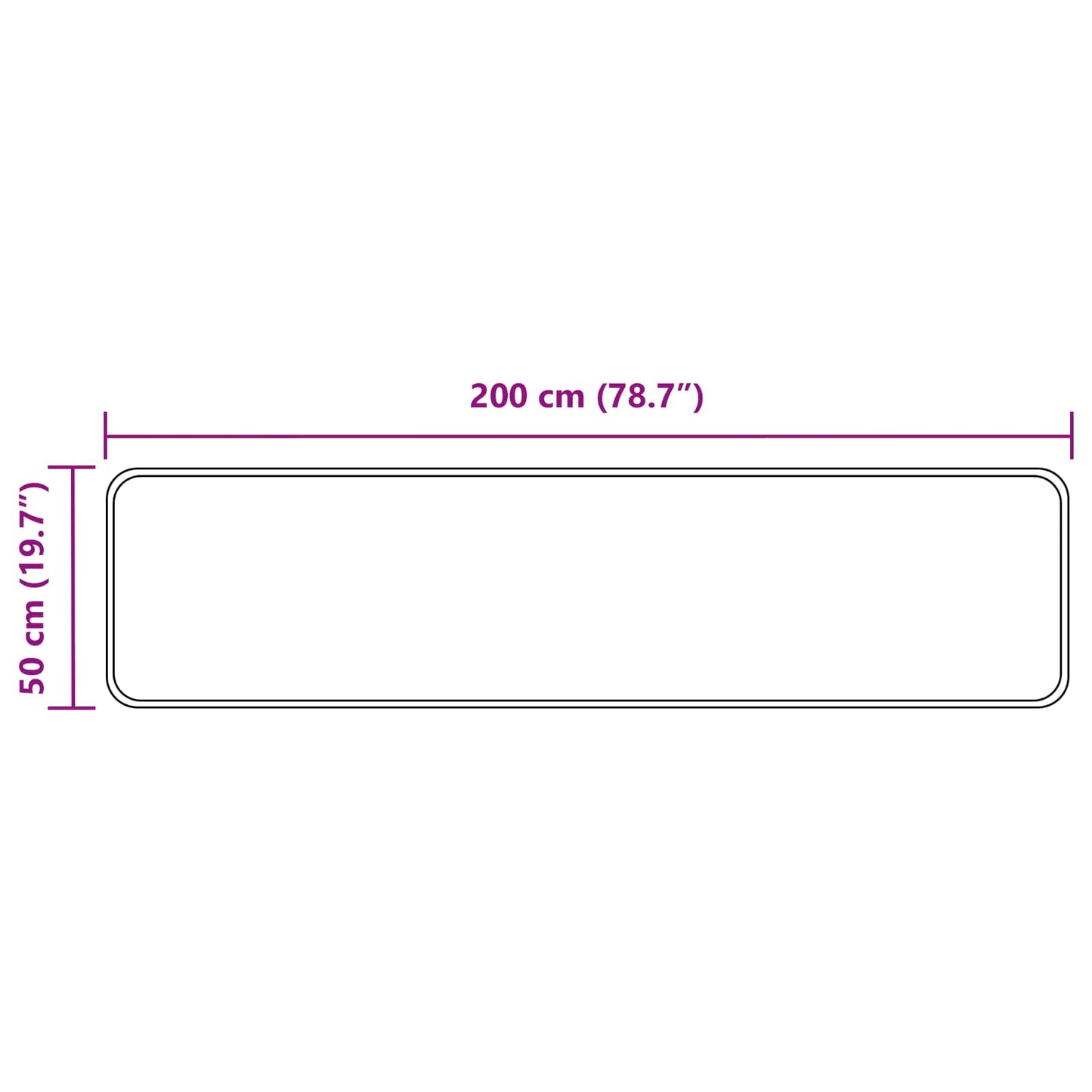 Rug Runner MARSA Grey 50 x 200 cm Polyester and PVC