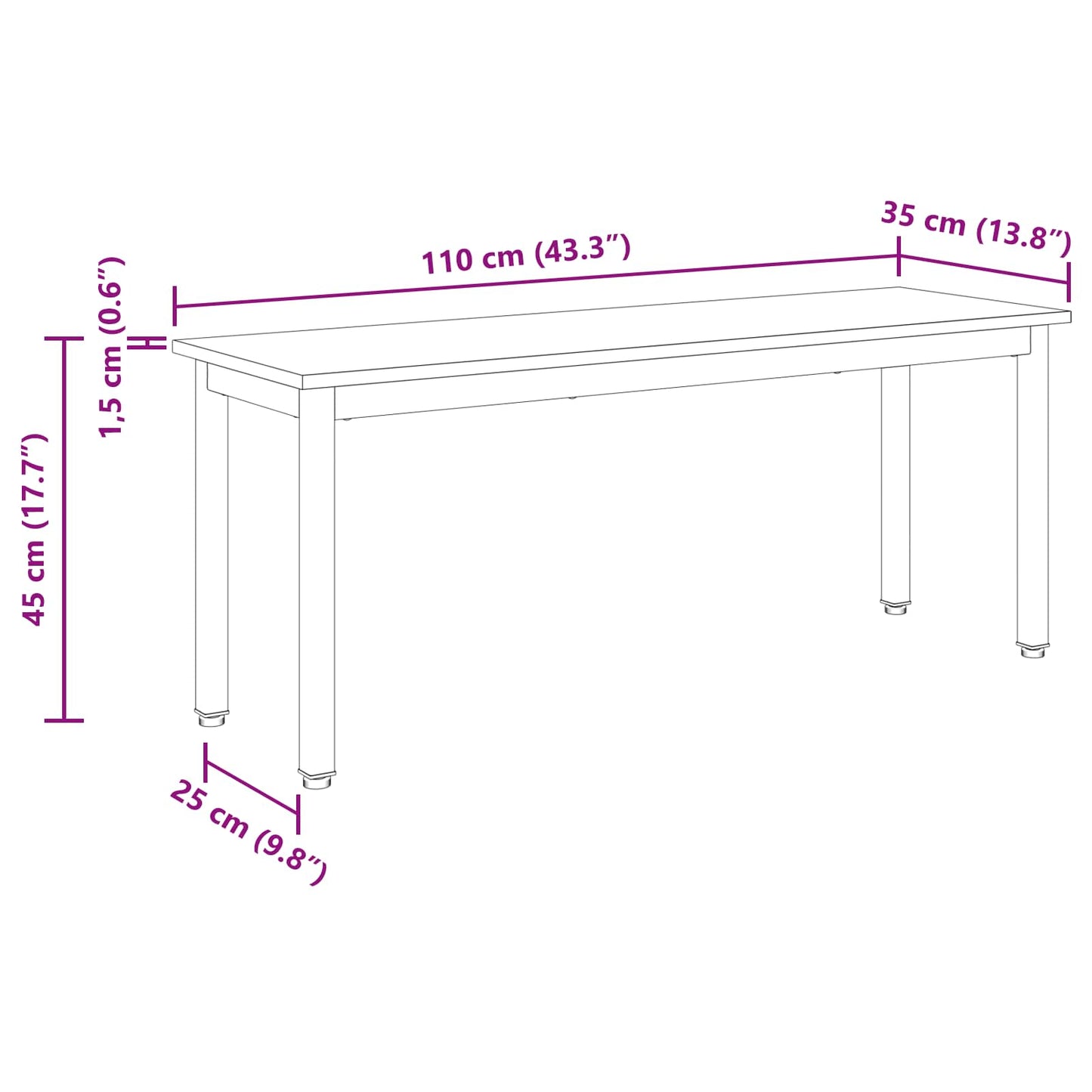 Bench Artisian Oak 110 x 35 x 45 cm Engineered Wood