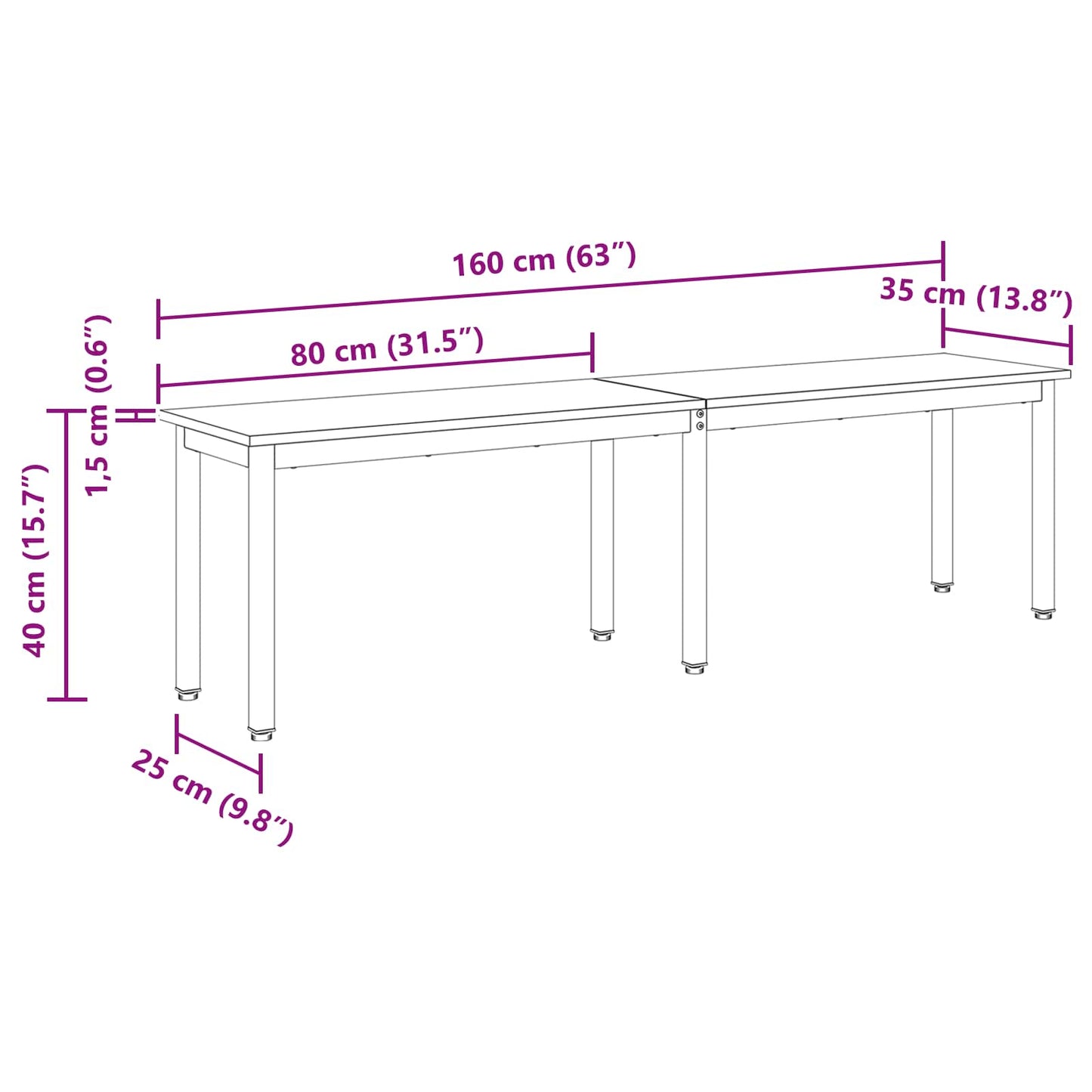 Bench Artisian Oak 160 x 35 x 45 cm Engineered Wood