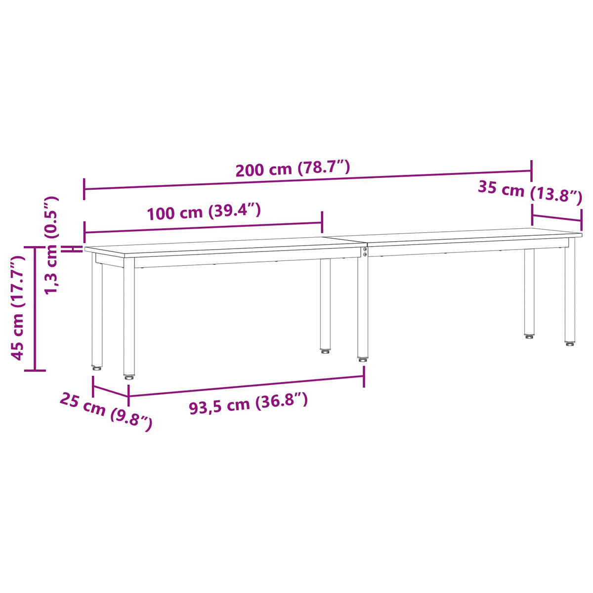 Bench Smoke Oak 200 x 35 x 45 cm Engineered Wood