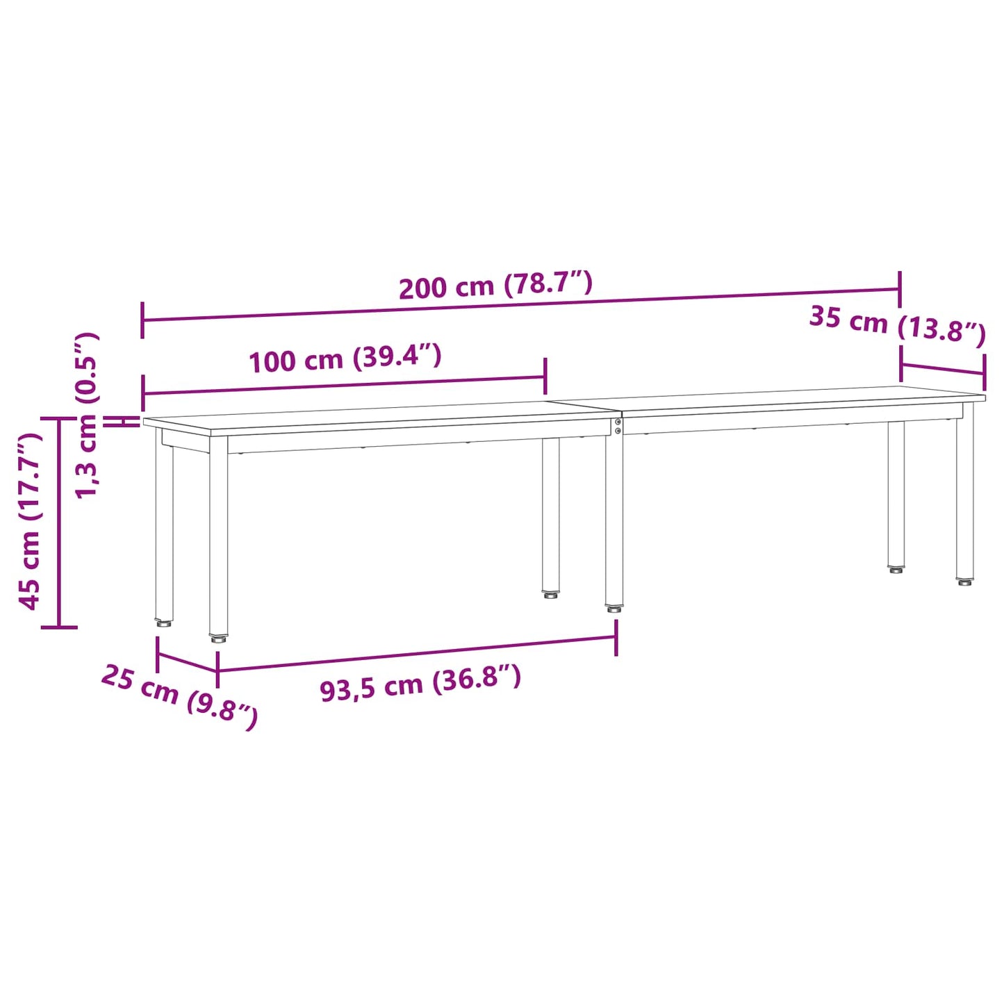 Bench Old Wood 200 x 35 x 45 cm Engineered Wood