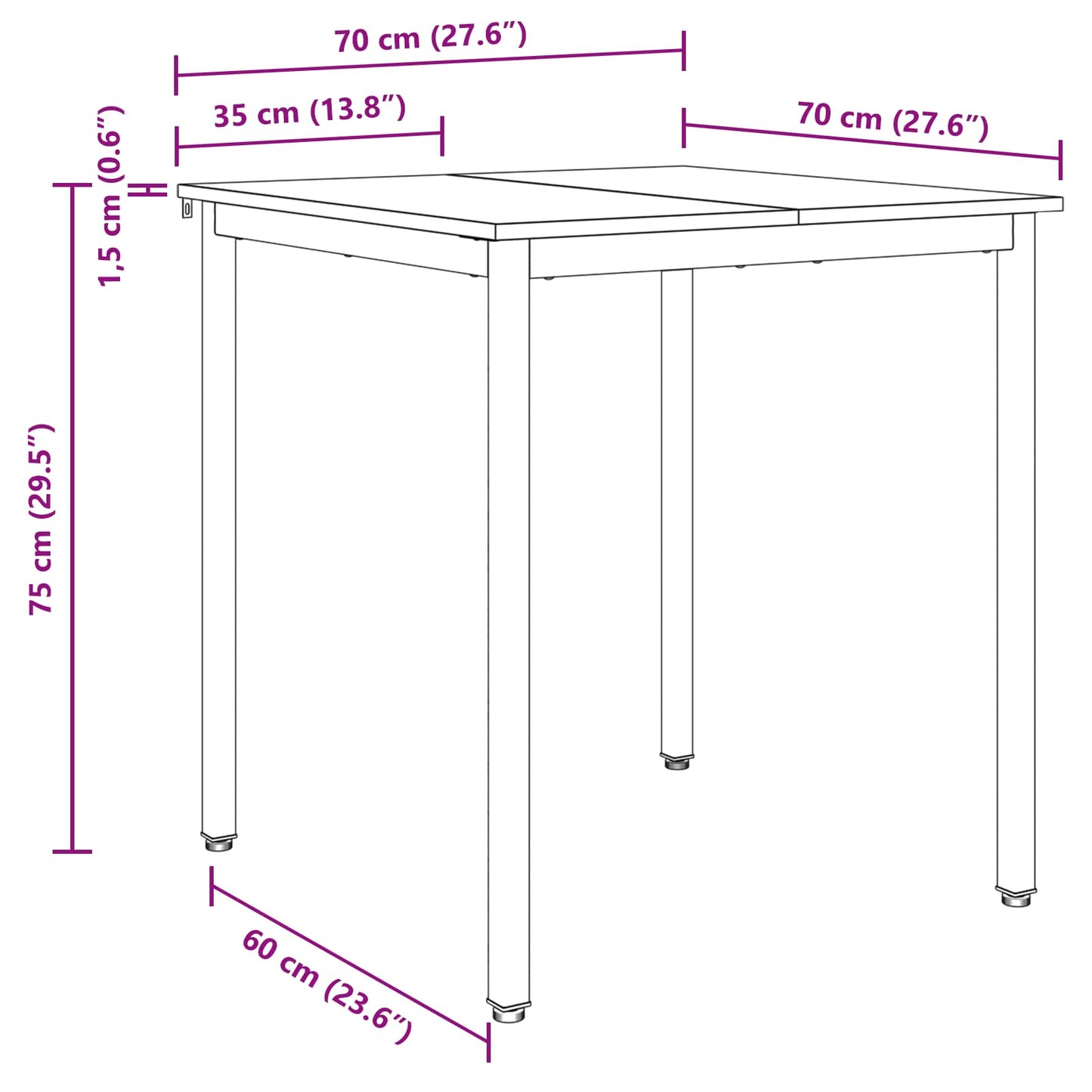 Dining Tables 70 x 70 x 75 cm Engineered Wood Smoked Oak Square
