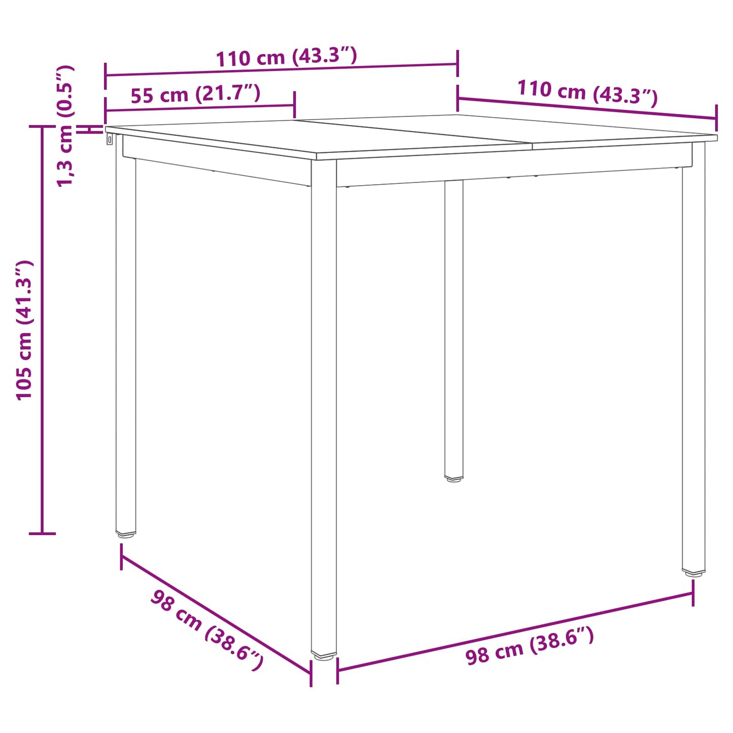 Standing Bar Table Engineered Wood Square