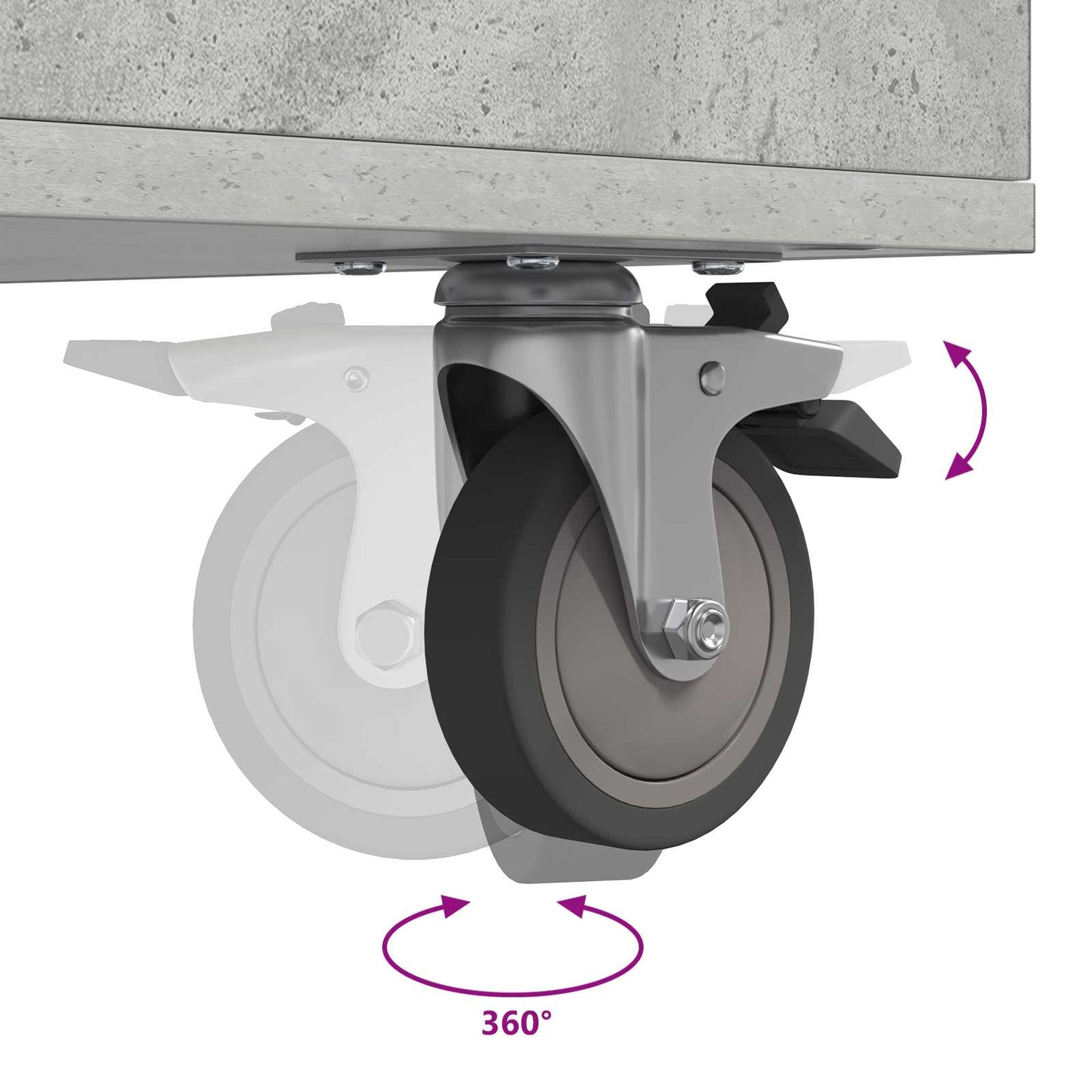 Golf Cabinet with Wheel Plain Concrete Grey 65 x 45 x 98 cm