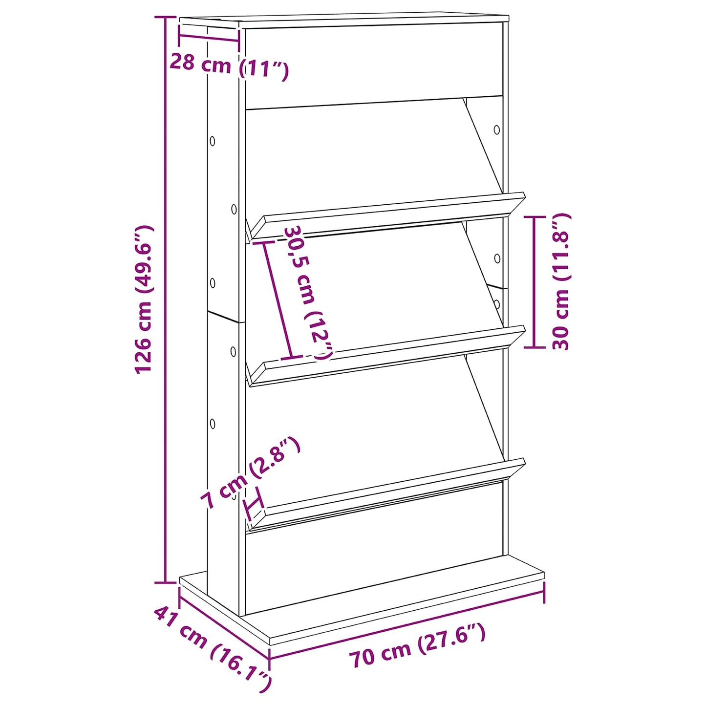 Magazine Rack Black Oak 70 x 41 x 126 cm Engineered Wood