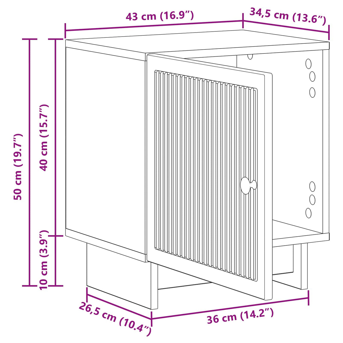 Bedside Cabinet White 43 x 34.5 x 50 cm Engineered Wood