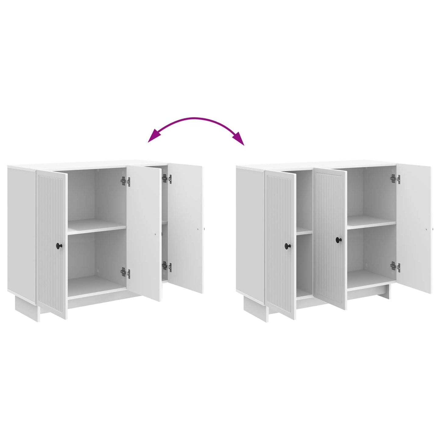 Sideboard High Gloss White 89 x 34.5 x 80 cm Engineered Wood
