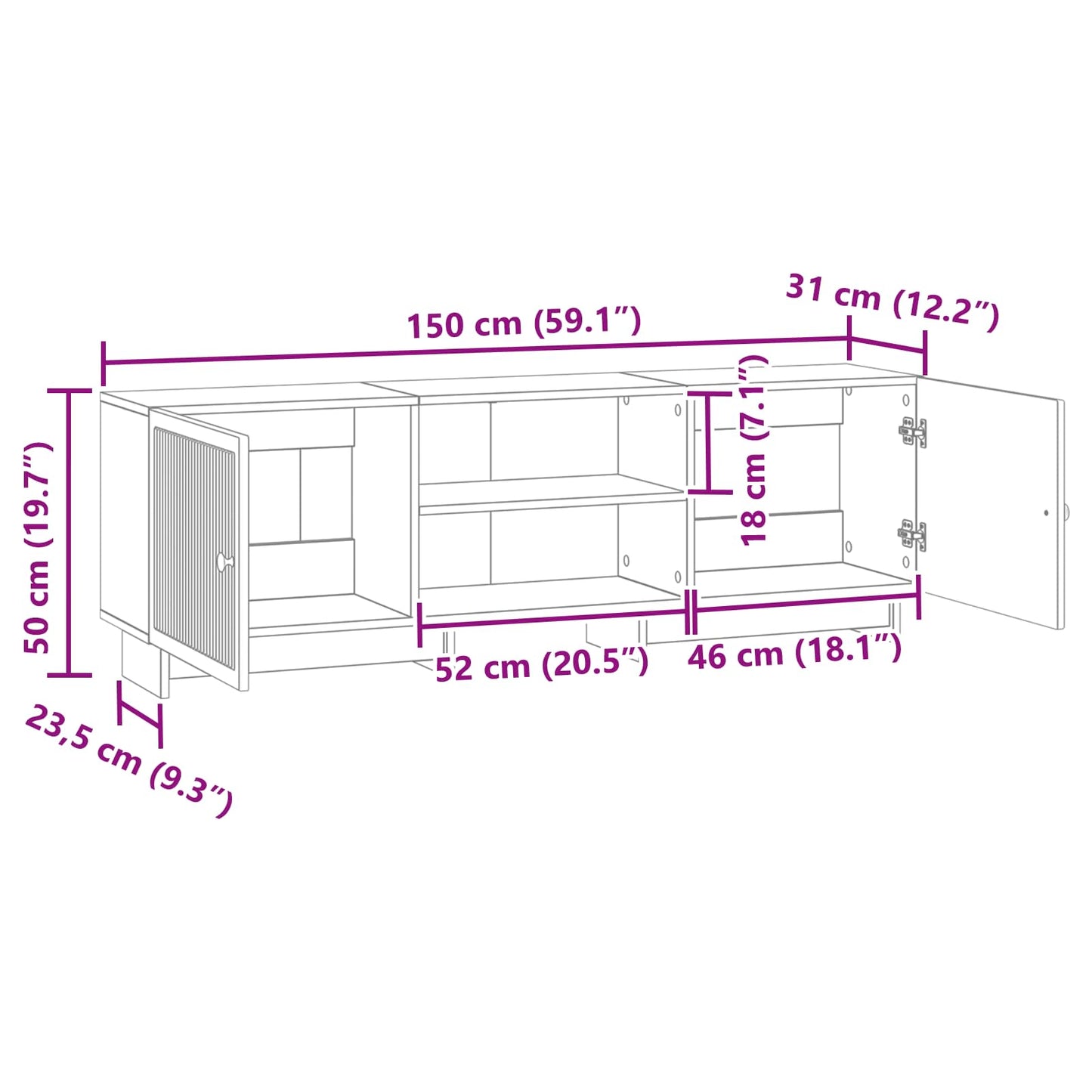 TV Cabinet 150 x 31 x 50 cm Sonoma Oak Engineered Wood