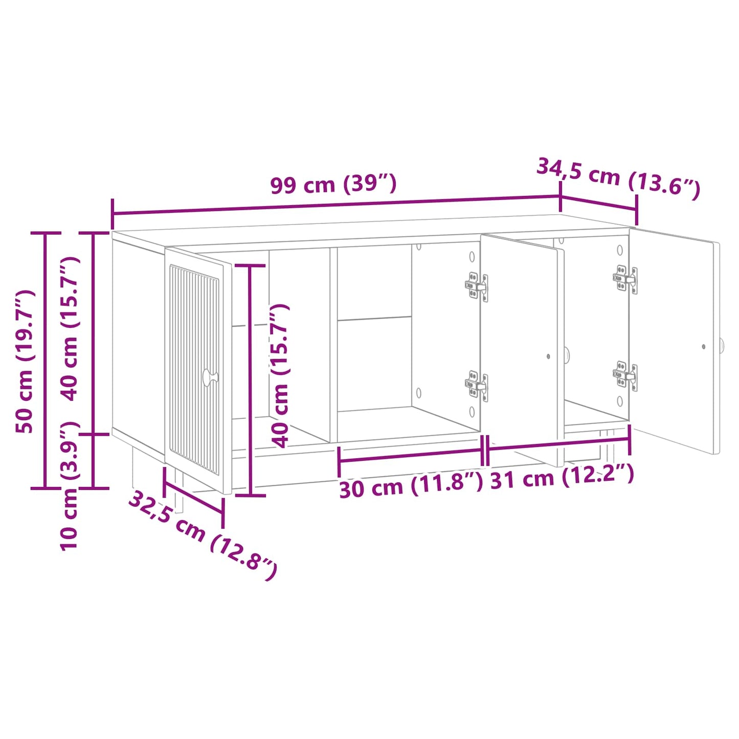 TV Cabinet 99 x 34.5 x 50 cm Old Wood Engineered Wood