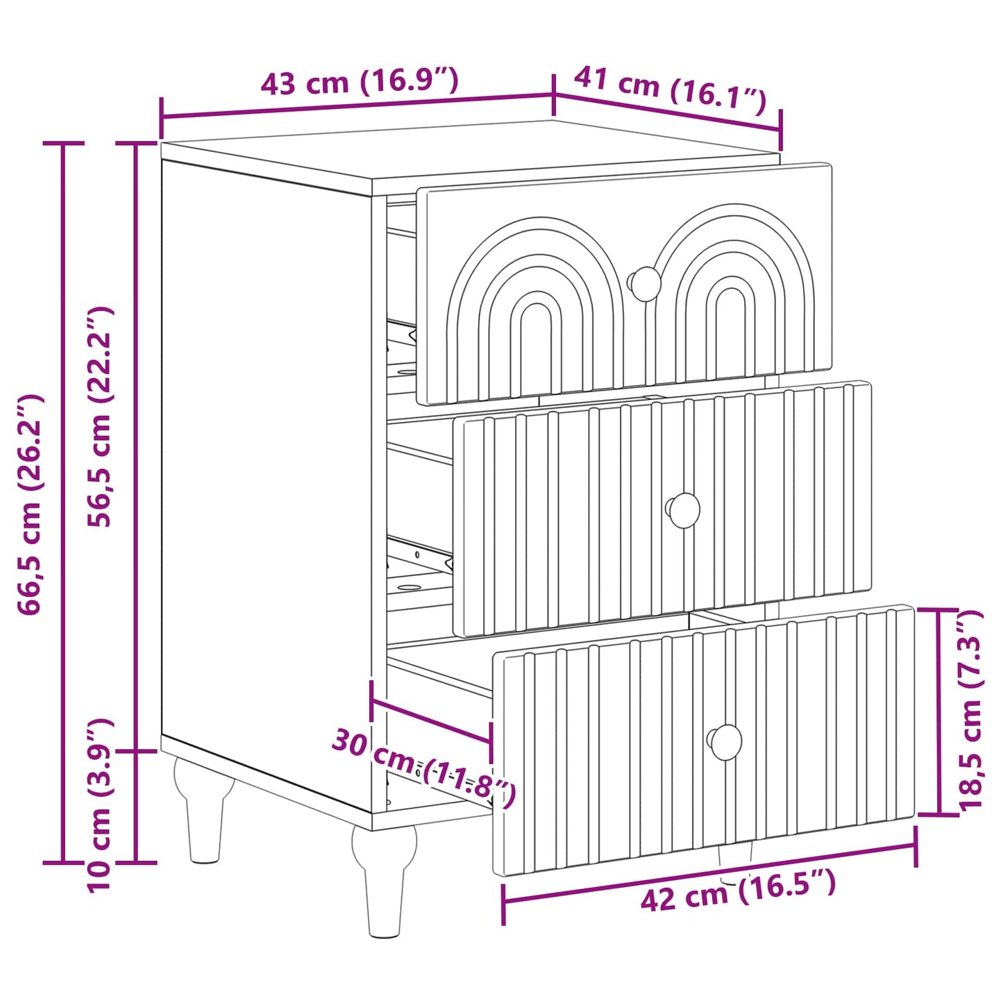 Bedside Cabinet Grey Sonoma 43x 41 x 66.5 cm Engineered Wood