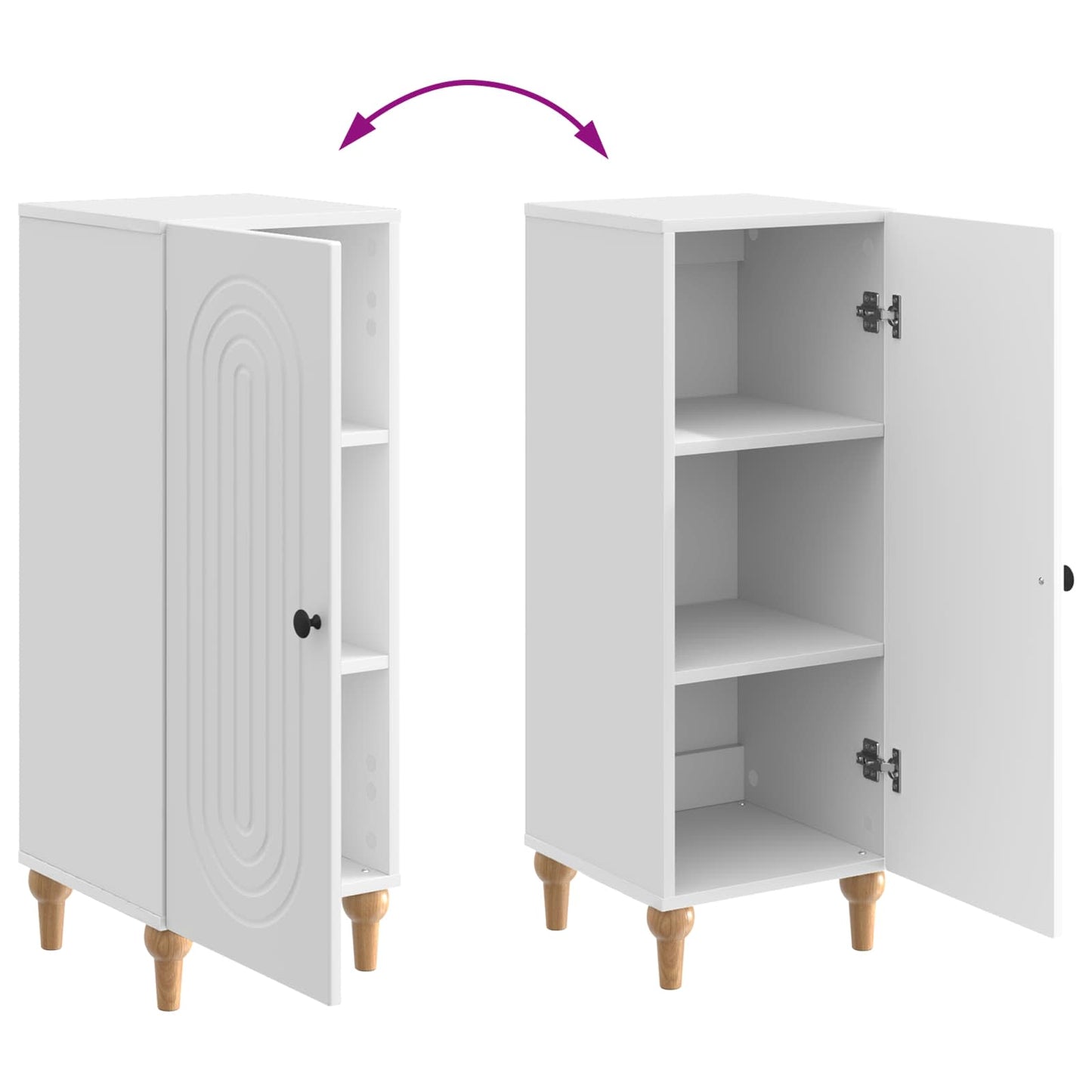 Sideboard High Gloss White 33 x 34.5 x 90 cm Engineered Wood