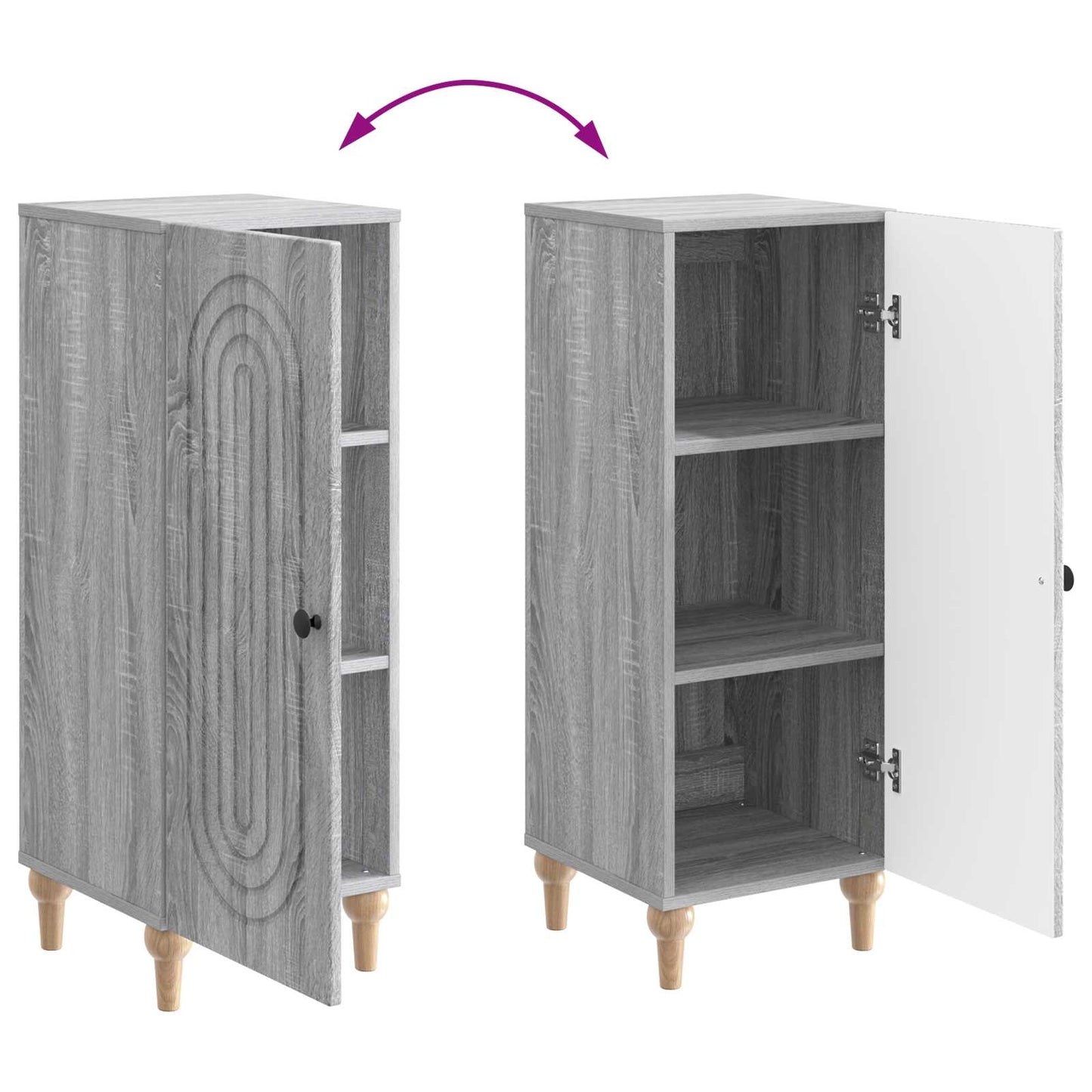 Sideboard Grey Sonoma 33 x 34.5 x 90 cm Engineered Wood