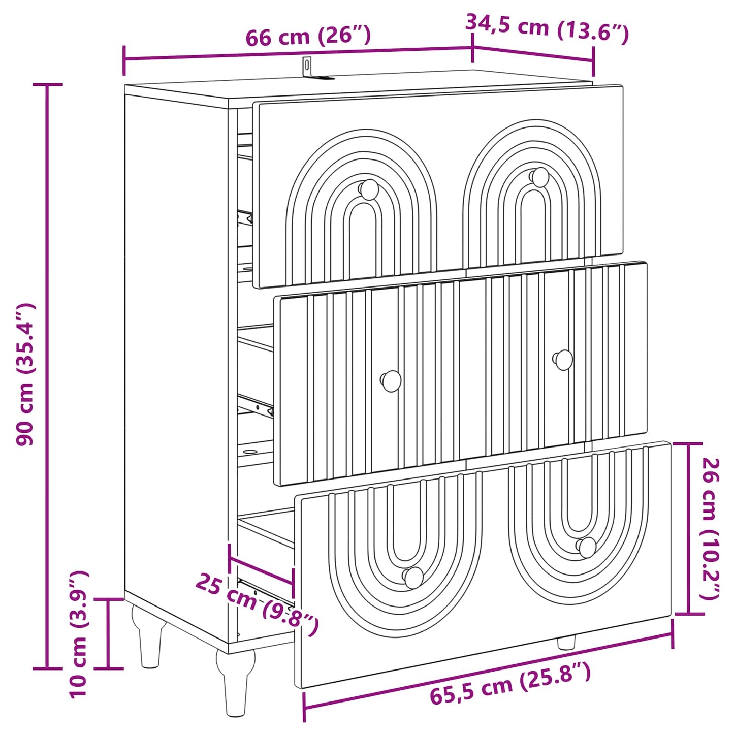 Drawer Cabinet Old Wood 66 x 34.5 x 90 cm Engineered Wood