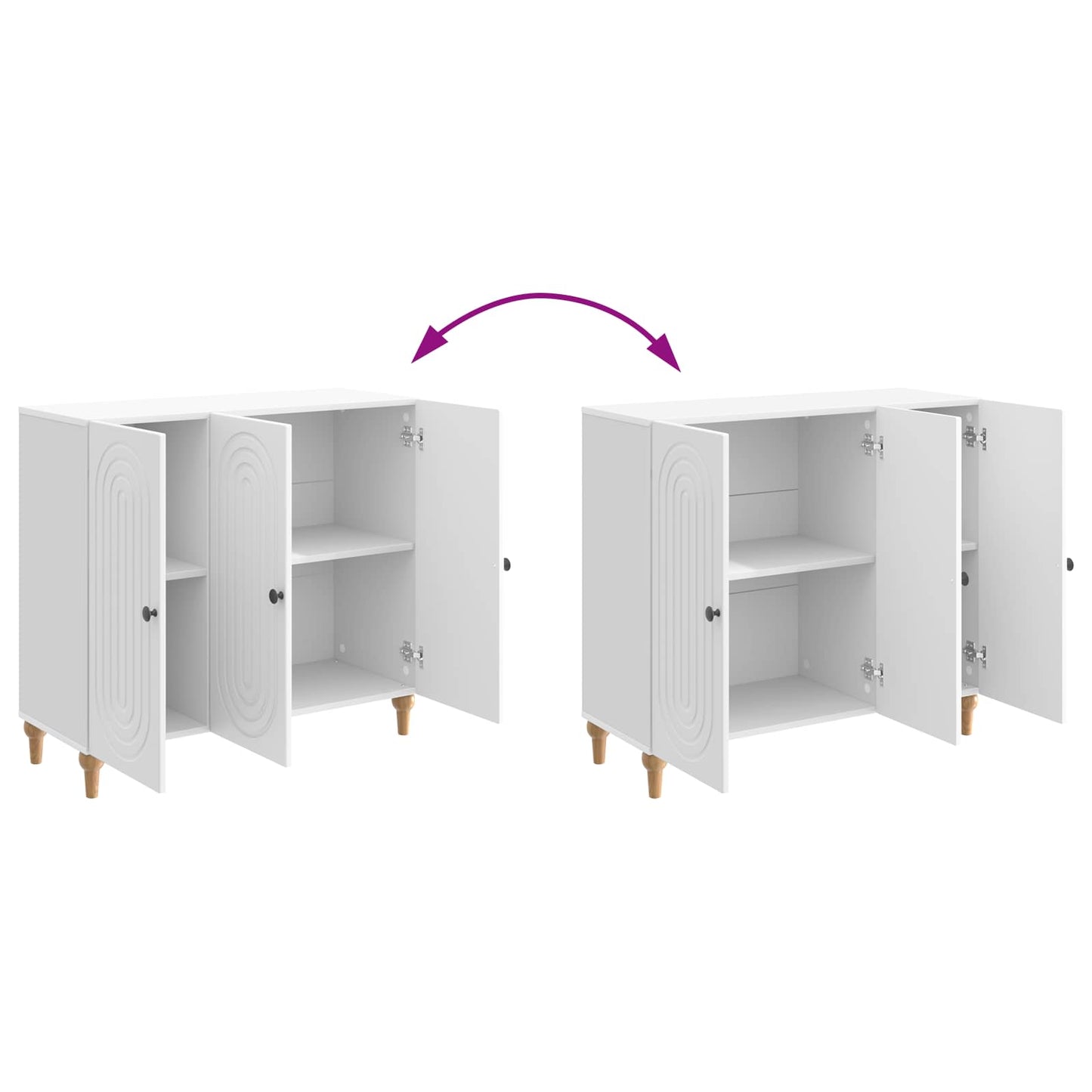 Sideboard High Gloss White 89 x 34.5 x 80 cm Engineered Wood