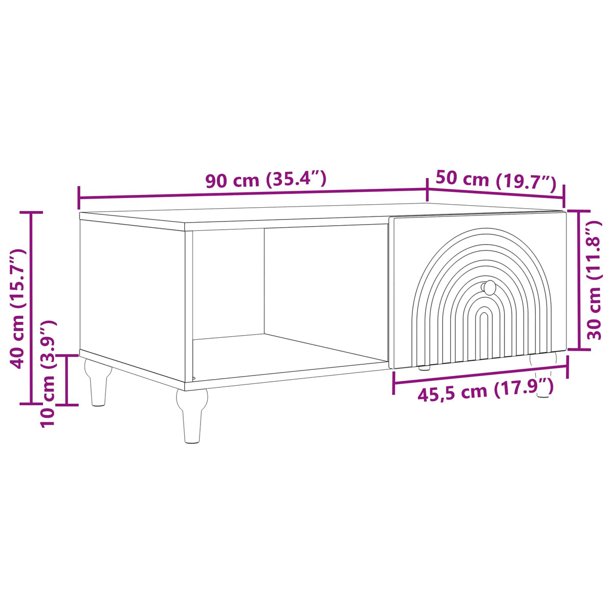 Coffee Table Concrete Grey 90 x 50 x 40 cm Engineered Wood