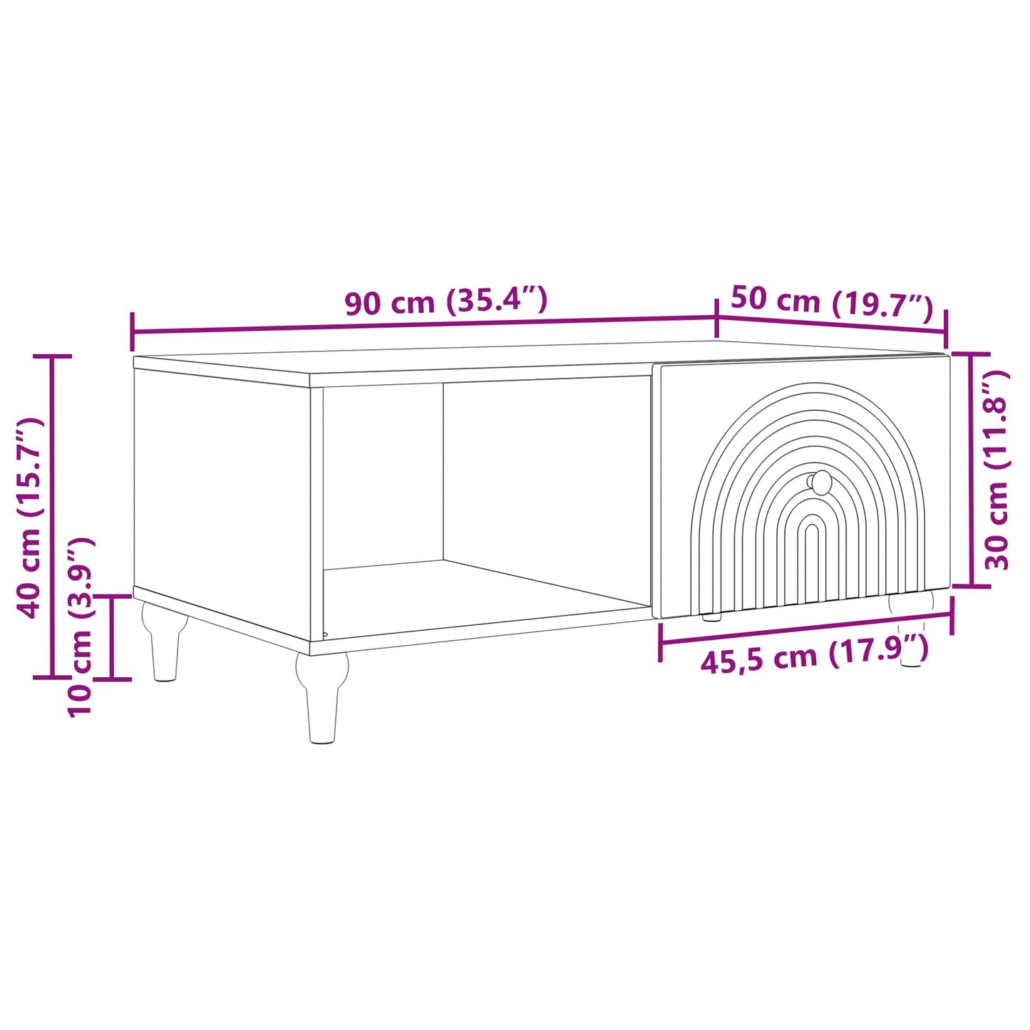 Coffee Table Smoked Oak 90 x 50 x 40 cm Engineered Wood