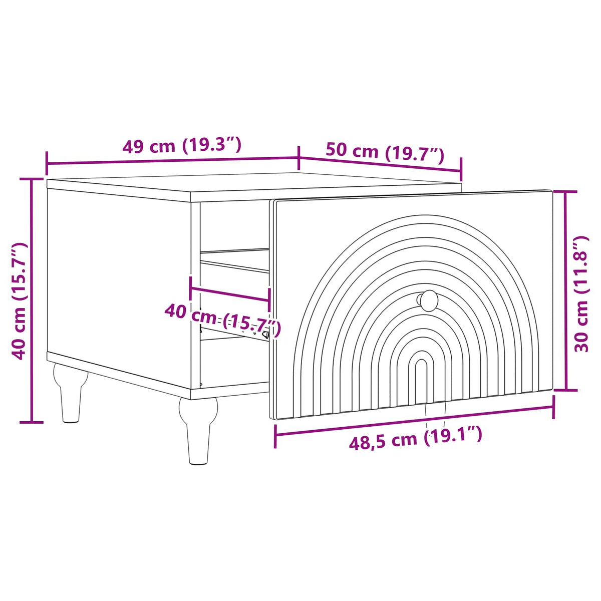 Coffee Table High Gloss White 49 x 50 x 40 cm Engineered Wood