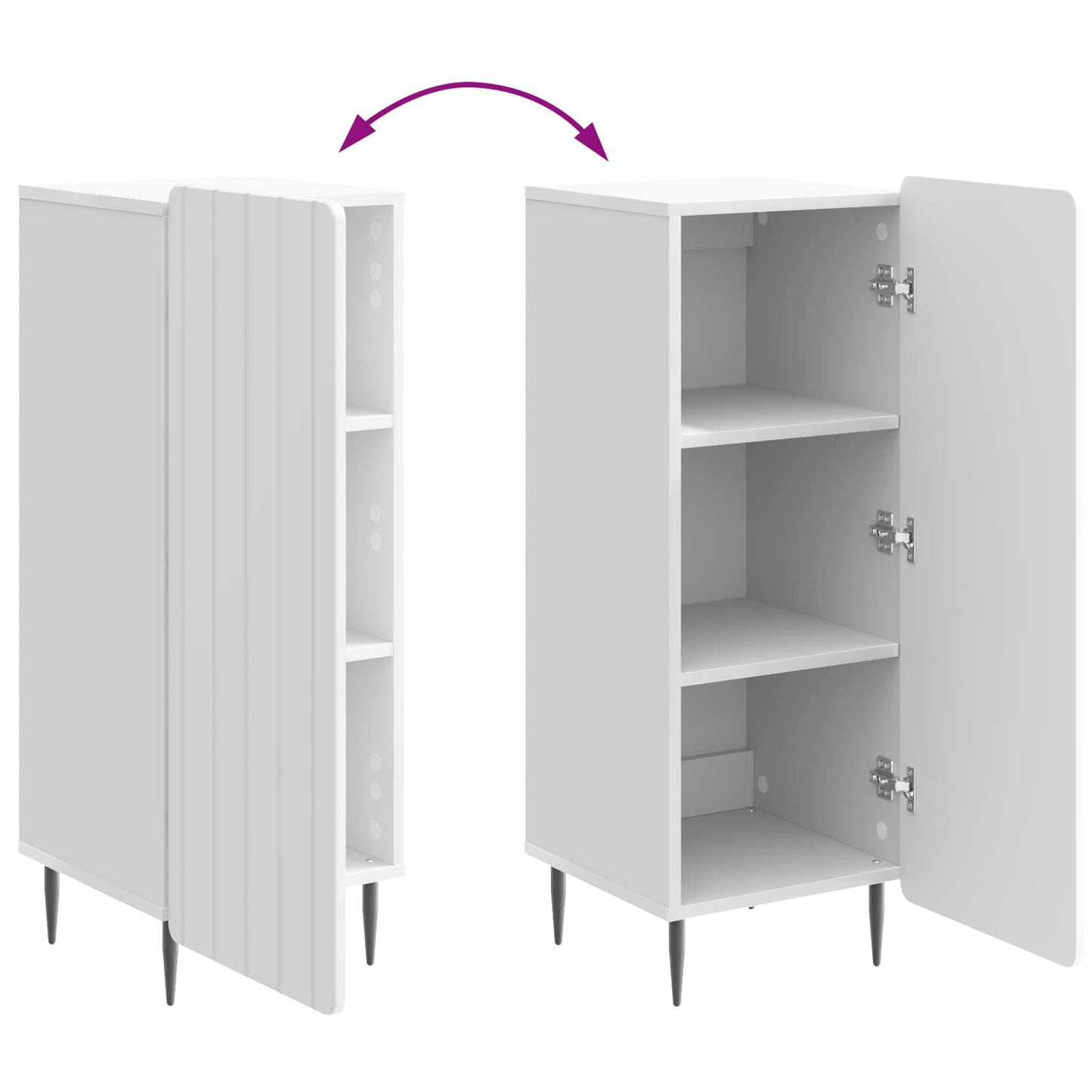 Sideboard High Gloss White 34.5 x 33 x 92 cm Engineered Wood