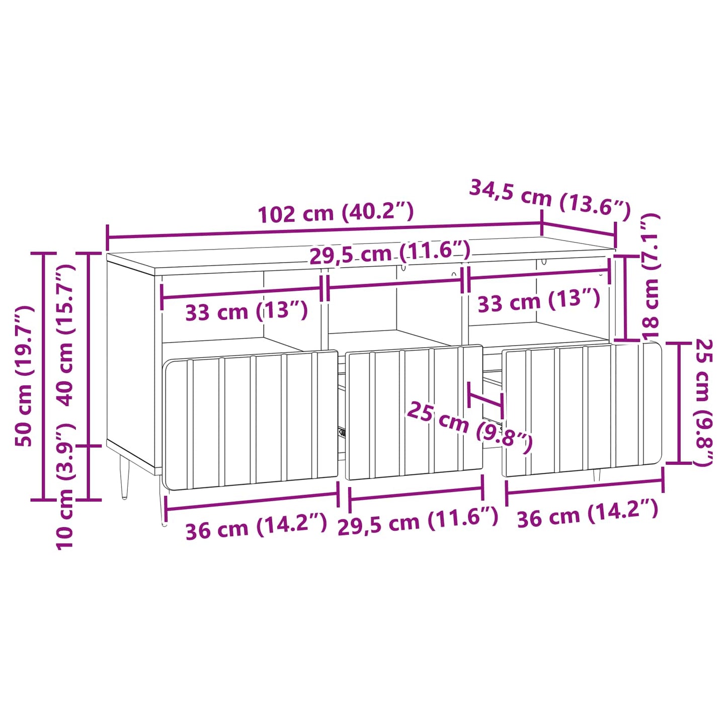 TV Cabinet Grey Sonoma 102 x 34.5 x 50 cm Engineered Wood