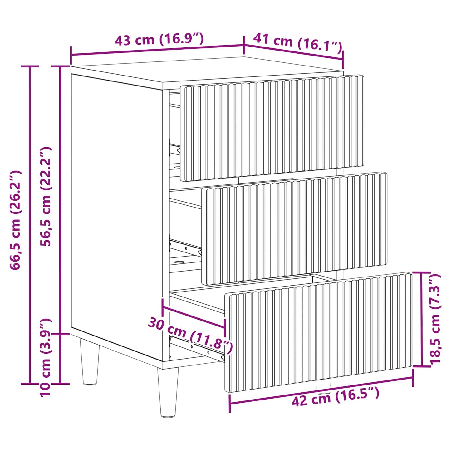 Bedside Cabinet Artisan Oak 43 x 41 x 66.5 cm Engineered Wood