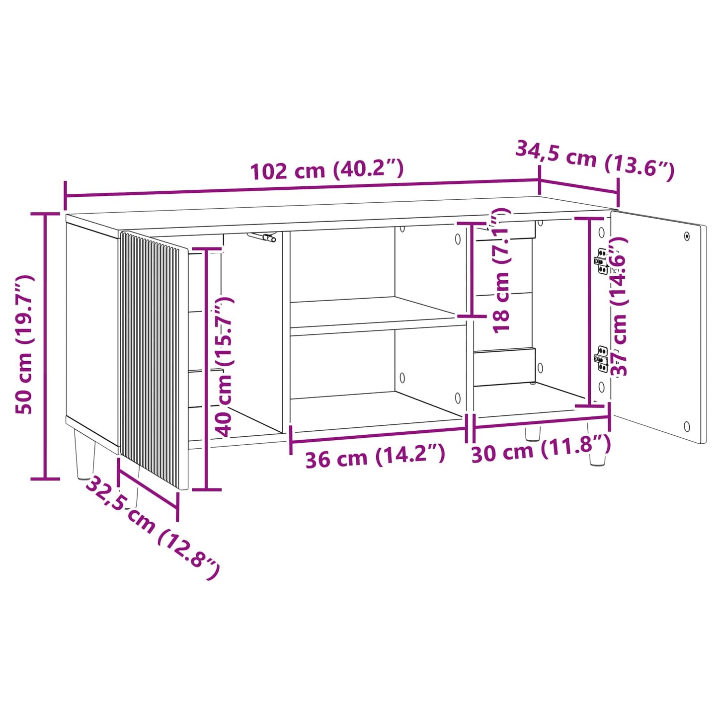 TV Cabinet 102 x 34.5 x 50 cm Old Wood Engineered Wood