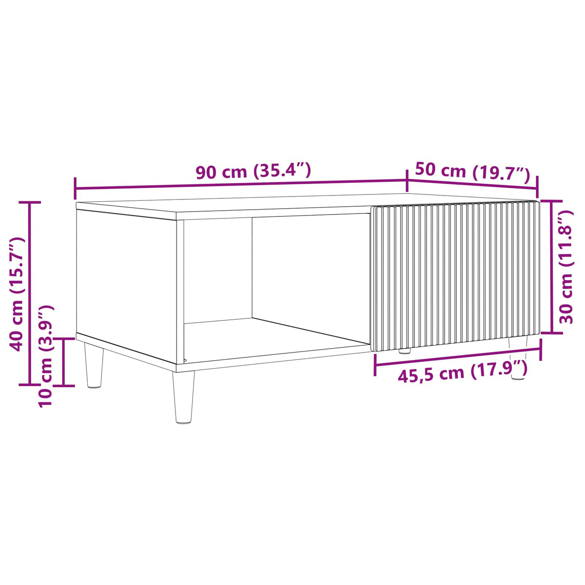 Coffee Table Black 90 x 50 x 40 cm Engineered Wood