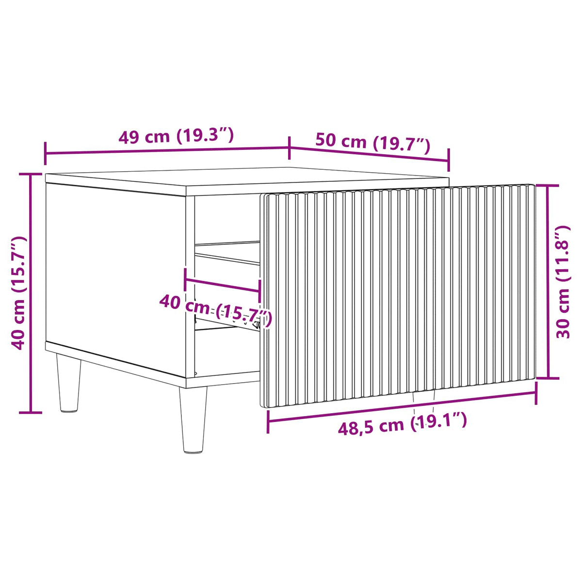 Coffee Table with Drawer White 49 x 50 x 40 cm Engineered Wood
