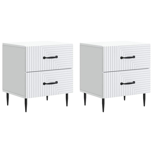 Bedside Cabinet 2 pcs White 43 x 34.5 x 47.5 cm Engineered Wood