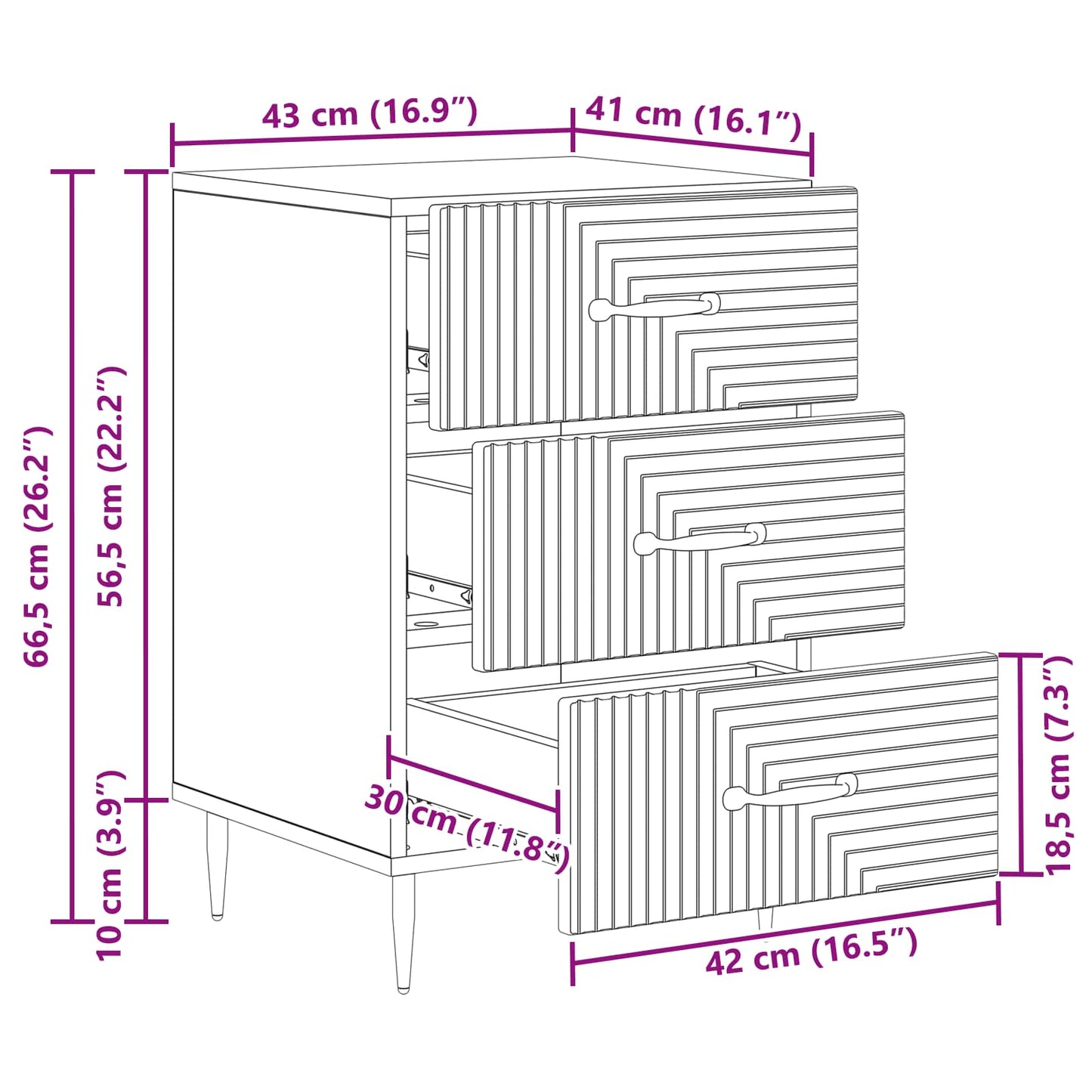 Bedside Cabinet Smoked Oak 43 x 41 x 66.5 cm Engineered Wood