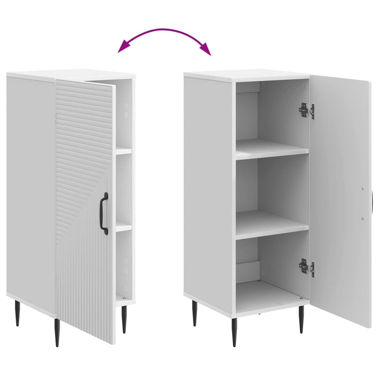 Sideboard High Gloss White 33 x 34.5 x 89.5 cm Engineered Wood