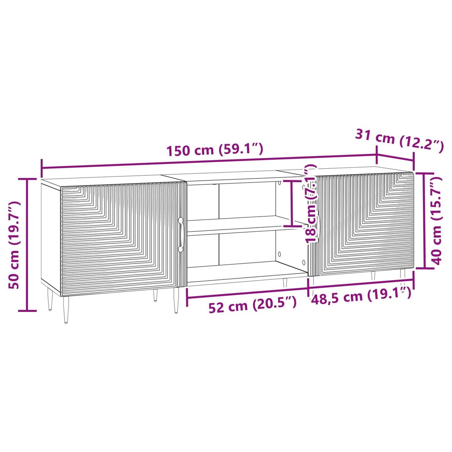 TV Cabinet 150 x 31 x 50 cm Concrete Grey Engineered Wood