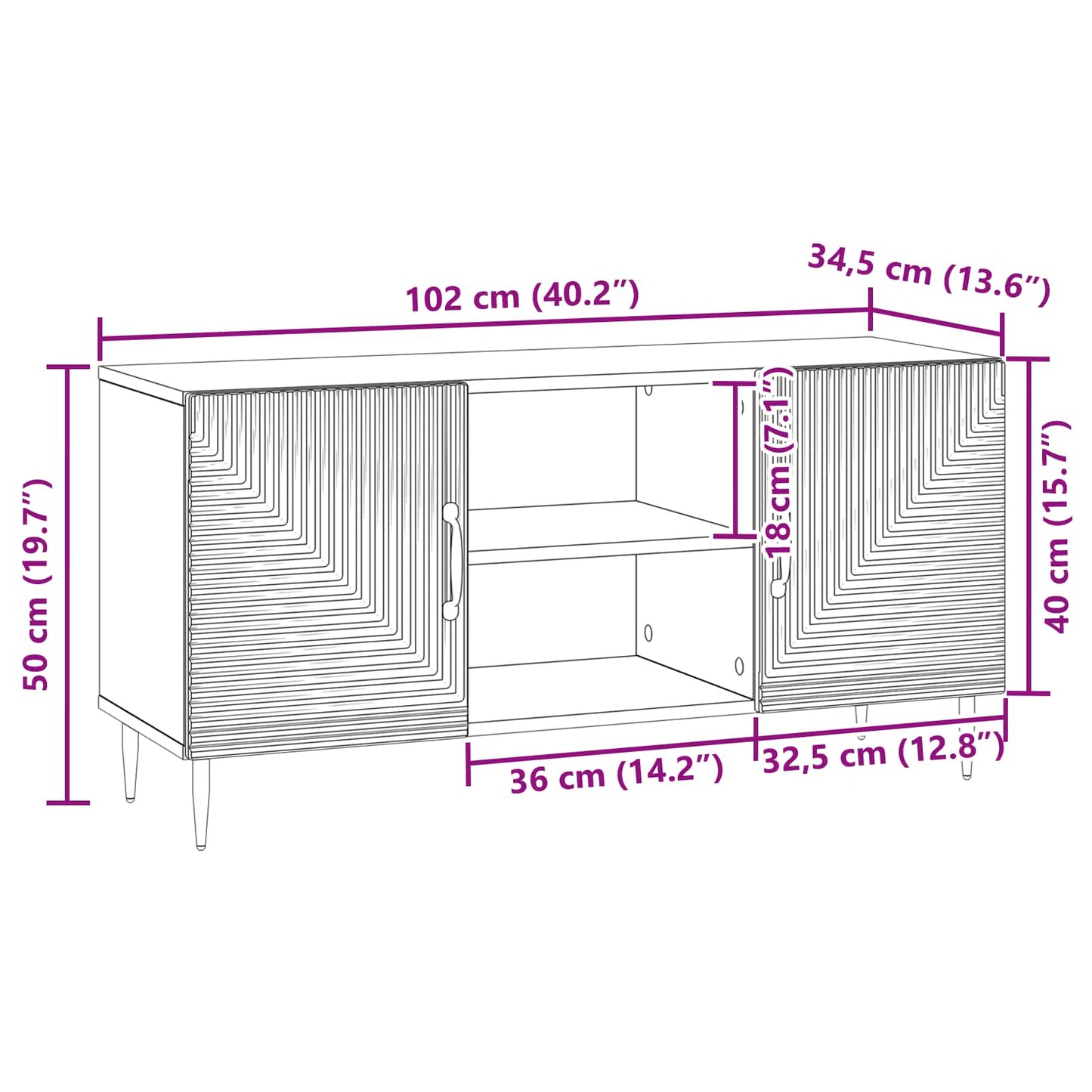 TV Cabinet Sonoma Oak 102 x 34.5 x 50 cm Engineered Wood