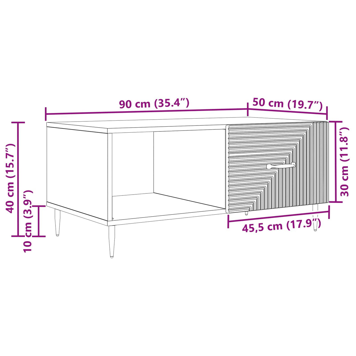 Coffee Table White 90 x 50 x 40 cm Engineered Wood