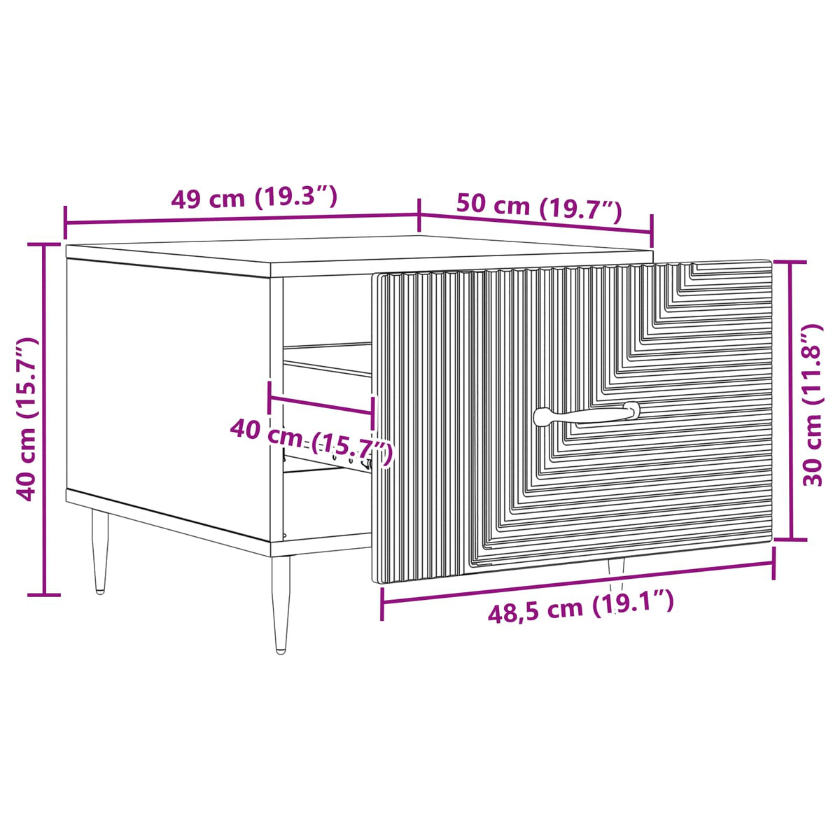 Coffee Table Smoked Oak 49 x 50 x 40 cm Engineered Wood