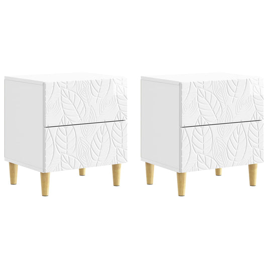 Bedside Table 2 pcs High Gloss White 43 x 34.5 x 48 cm