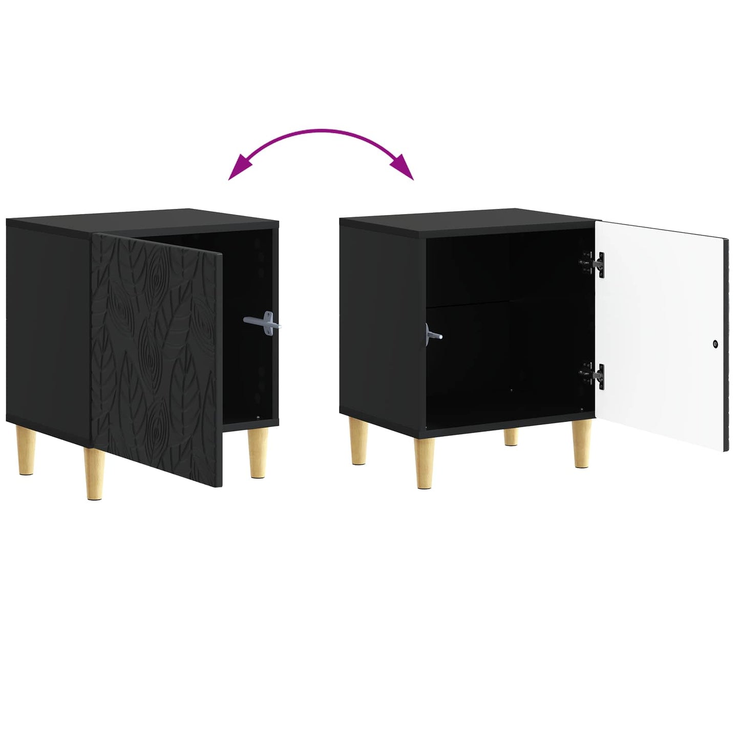 Bedside Table 2 pcs Black 43 x 34.5 x 50 cm Engineered Wood