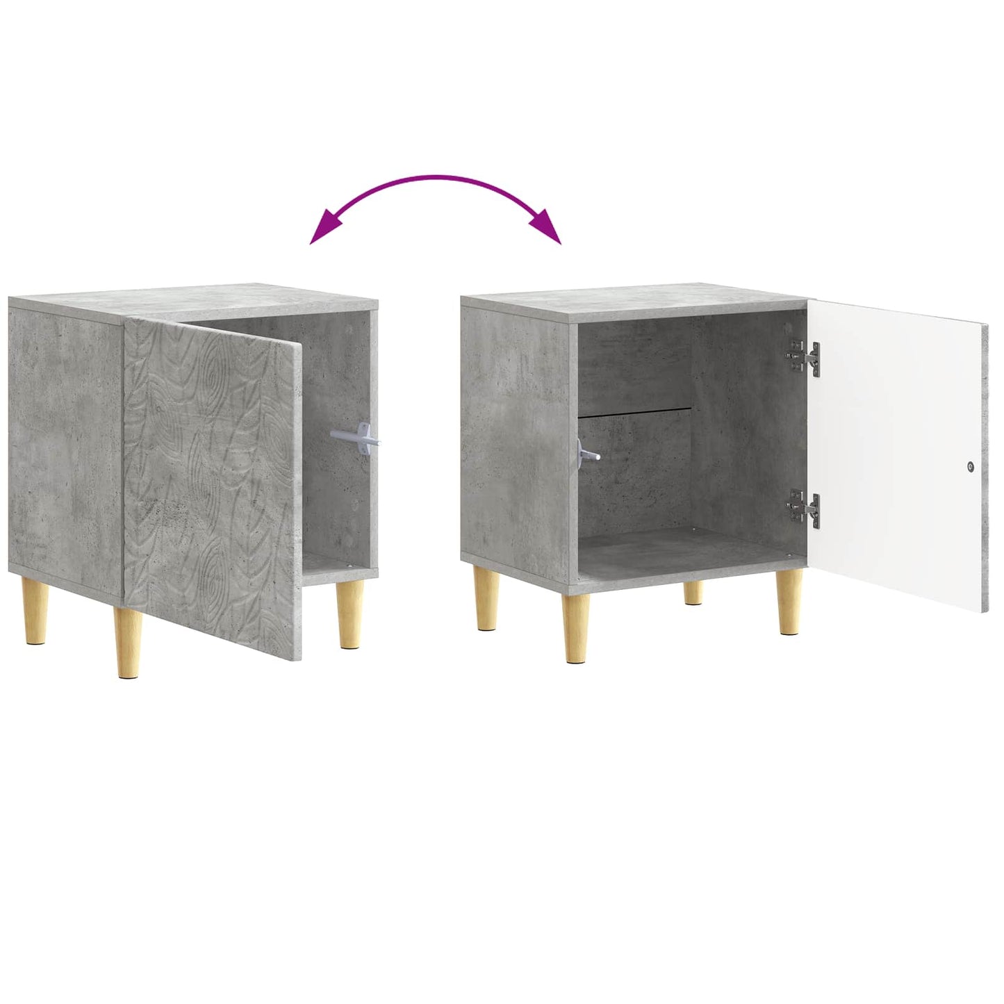 Bedside Table 2 pcs Concrete Grey 43 x 34.5 x 50 cm