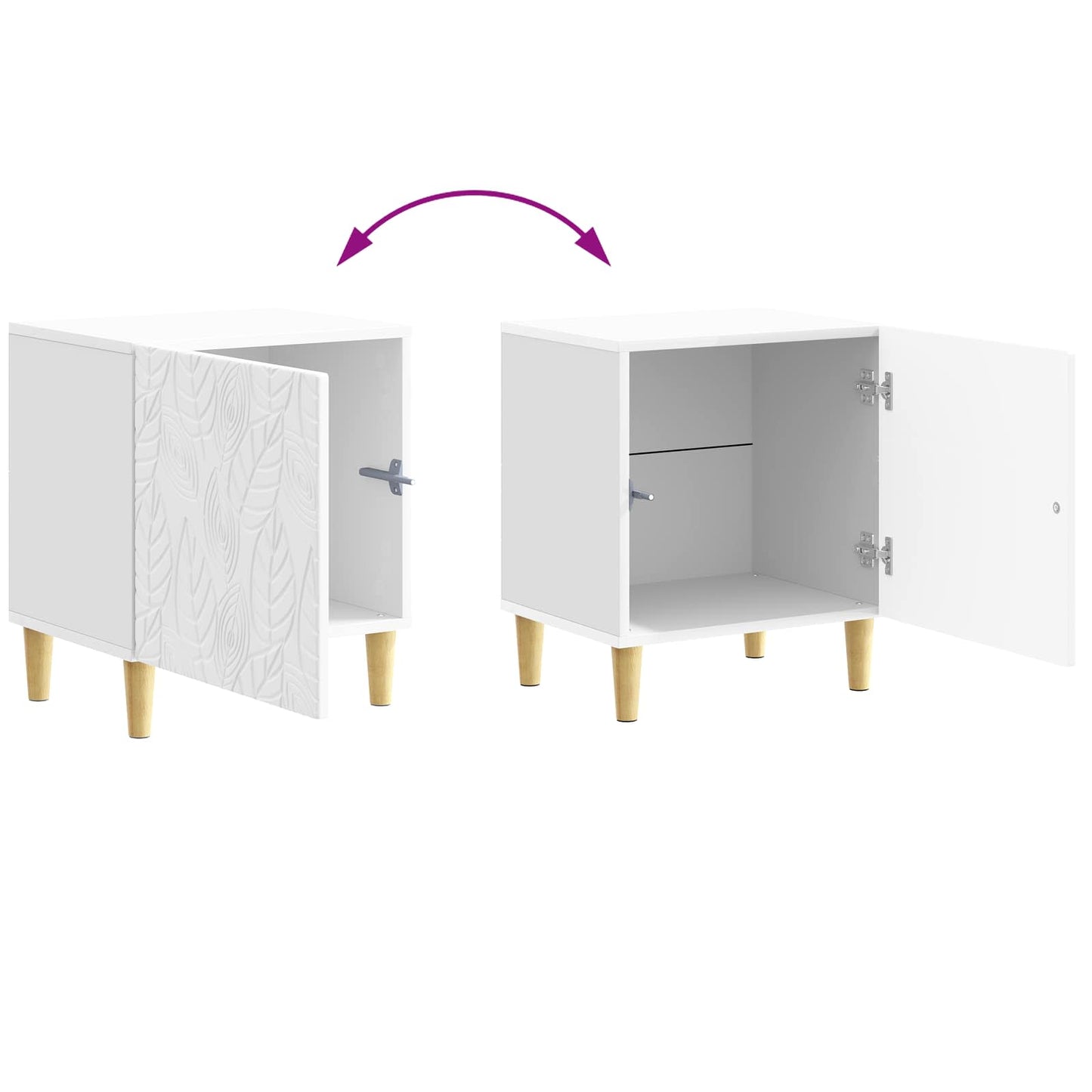 Bedside Table 2 pcs High Gloss White 43 x 34.5 x 50 cm