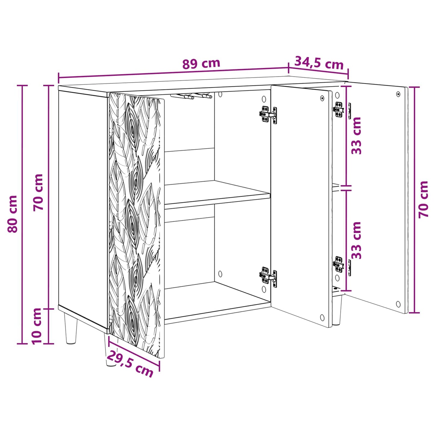 Sideboard Sonoma Oak 89 x 34.5 x 80 cm Engineered Wood