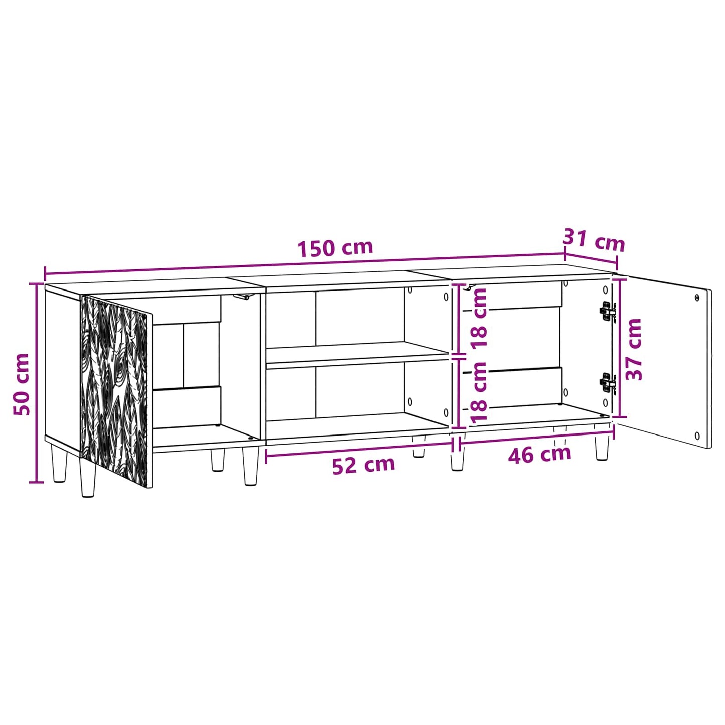 TV Cabinet 150 x 31 x 50 cm Artisan Oak Engineered Wood