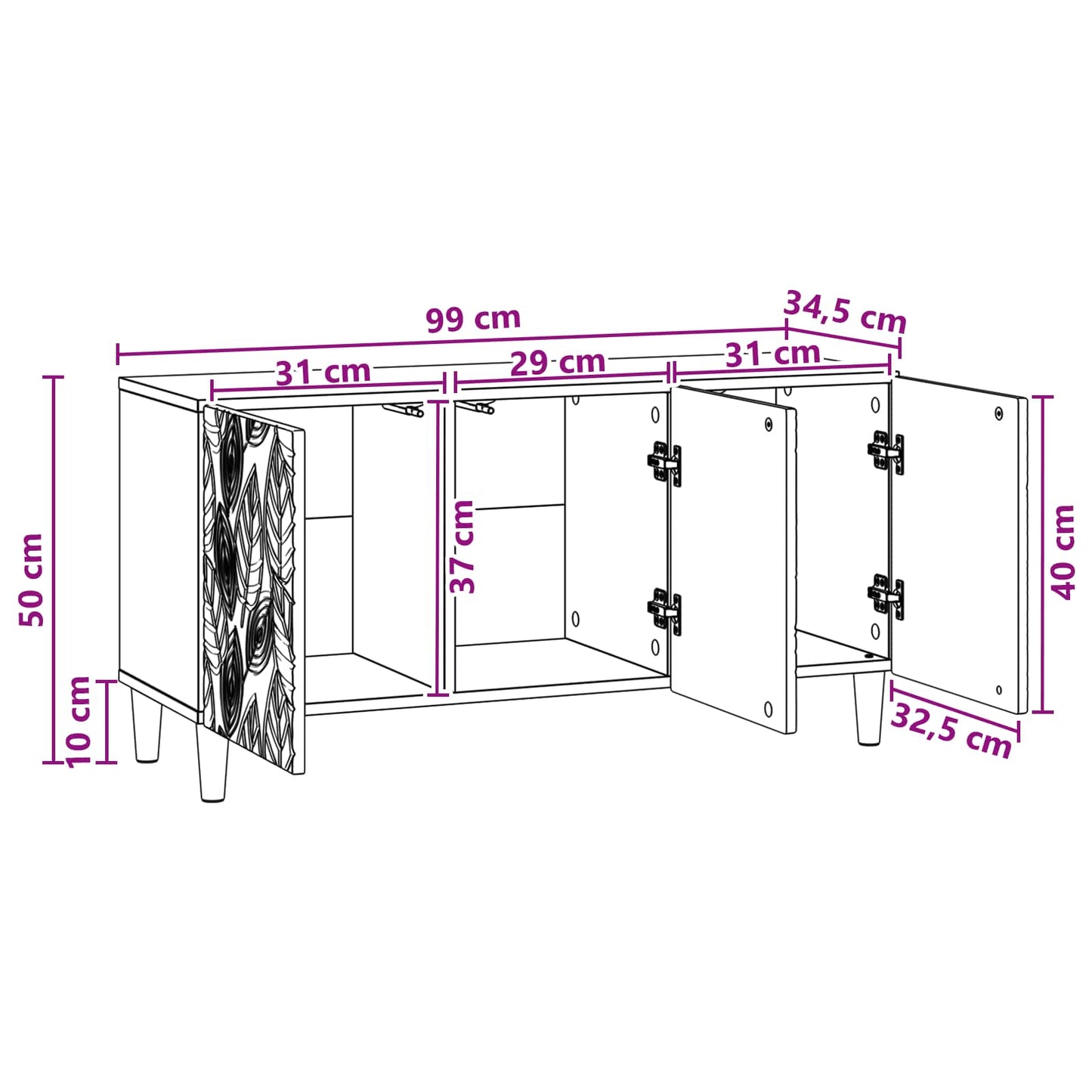 TV Cabinet 99 x 34.5 x 50 cm Grey Sonoma Engineered Wood