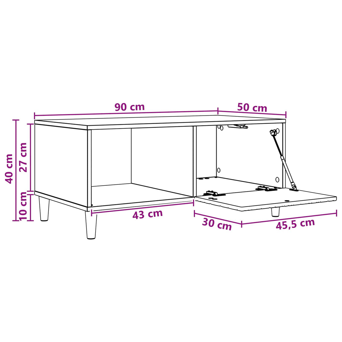 Coffee Table Smoked Oak 90 x 50 x 40 cm Engineered Wood