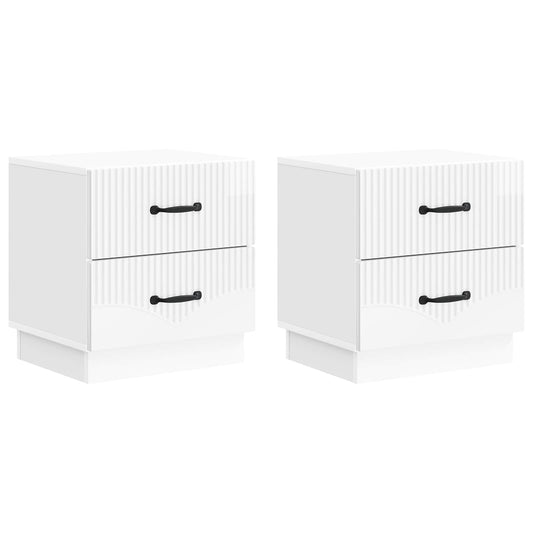 Bedside Cabinet 2 pcs High Gloss White 43 x 34.5 x 44.5 cm