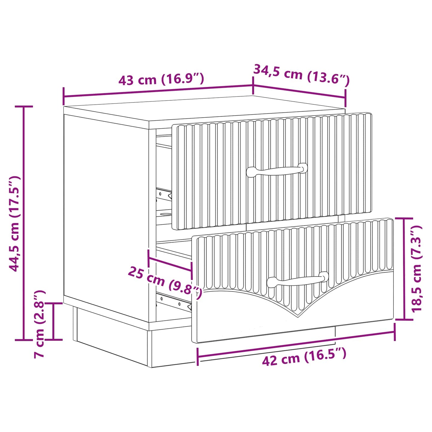 Bedside Cabinet Grey Sonoma 43 x 34.5 x 44.5 cm Engineered Wood